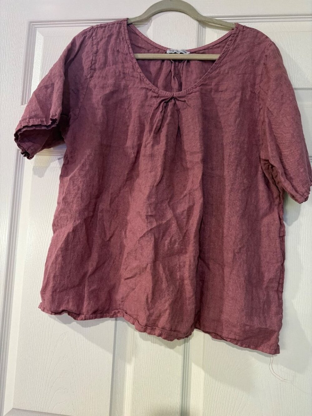 Loose-Fit Mauve Linen Top Womens Size S By New Collection Made In Italy